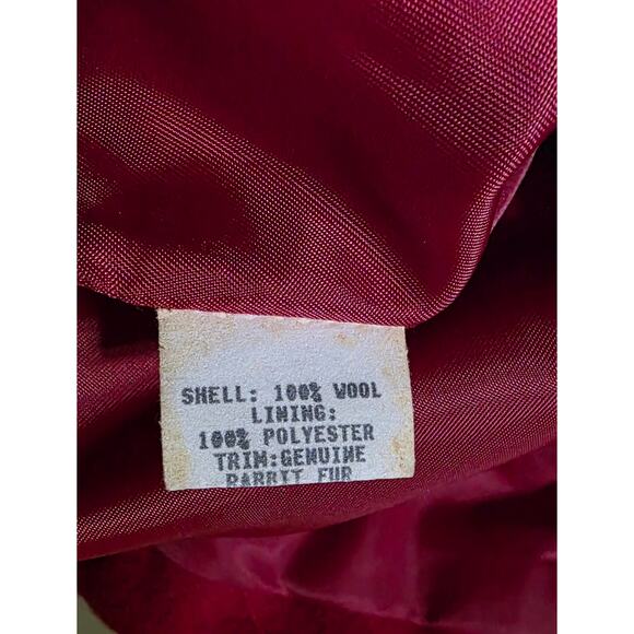 vintage Donnybrook red wool coat hooded rabbit fur trim Red Jacket Size 6 - Picture 5 of 5